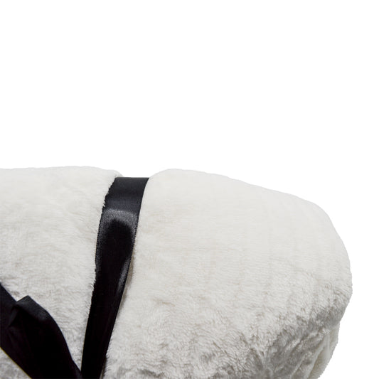 Paris Rib Knit Textured Throw - White