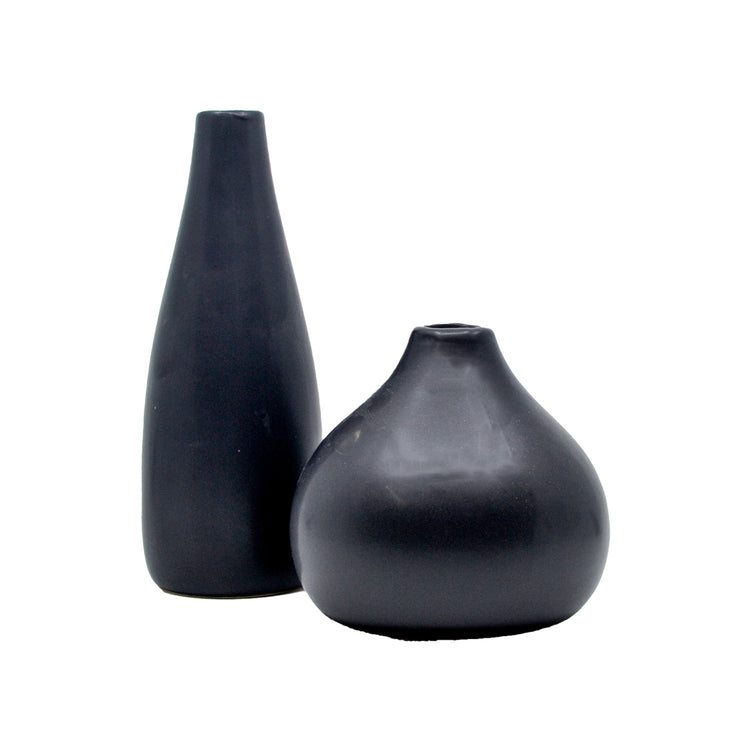 Petra Black Short Vase