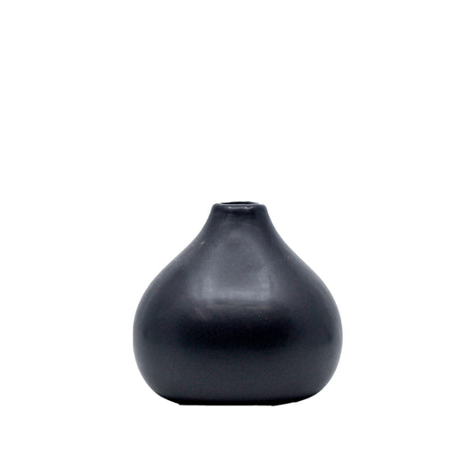 Petra Black Short Vase