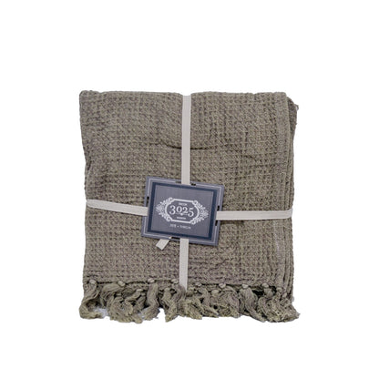 Perry Waffle Textured Throw - Khaki