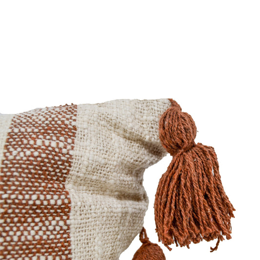 Torin Rust & Natural cushion with Tassels