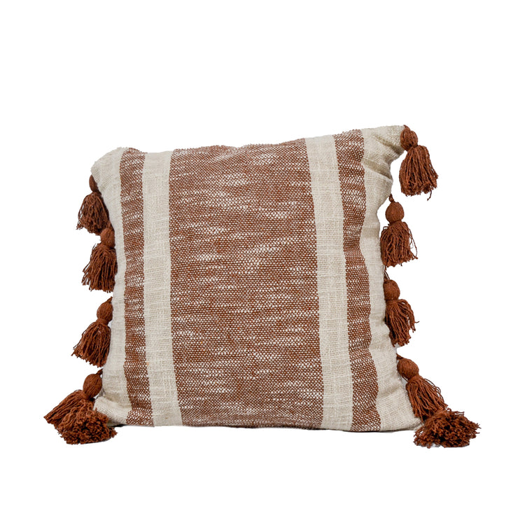 Torin Rust & Natural cushion with Tassels