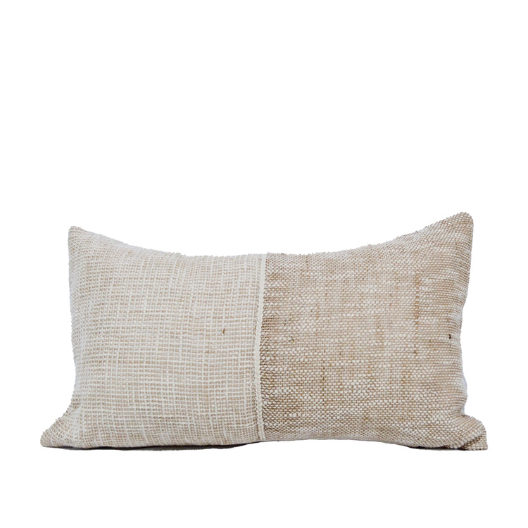 Ingrid Two-Tone Beige Woven Rectangular Cushion