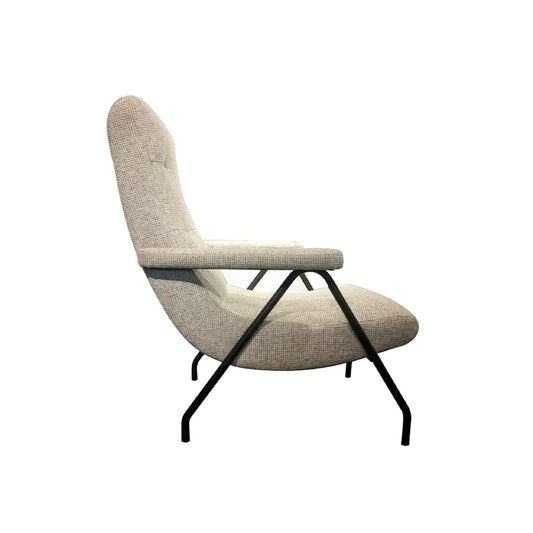 Retro Accent Chair - Light Grey Tweed