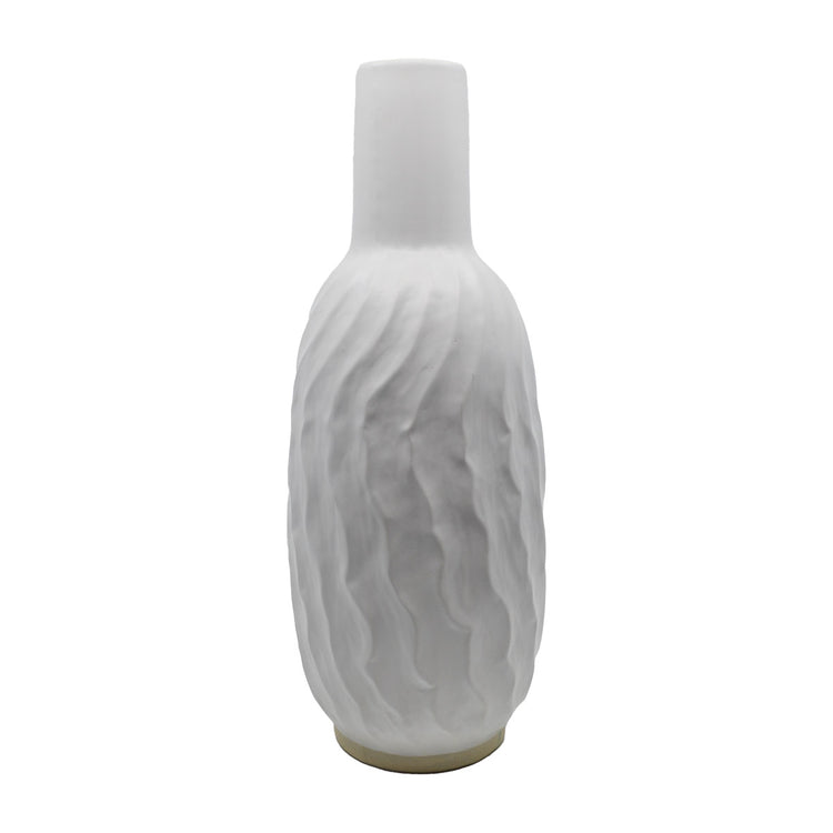 Apollo White Wave Textured Vase - Large