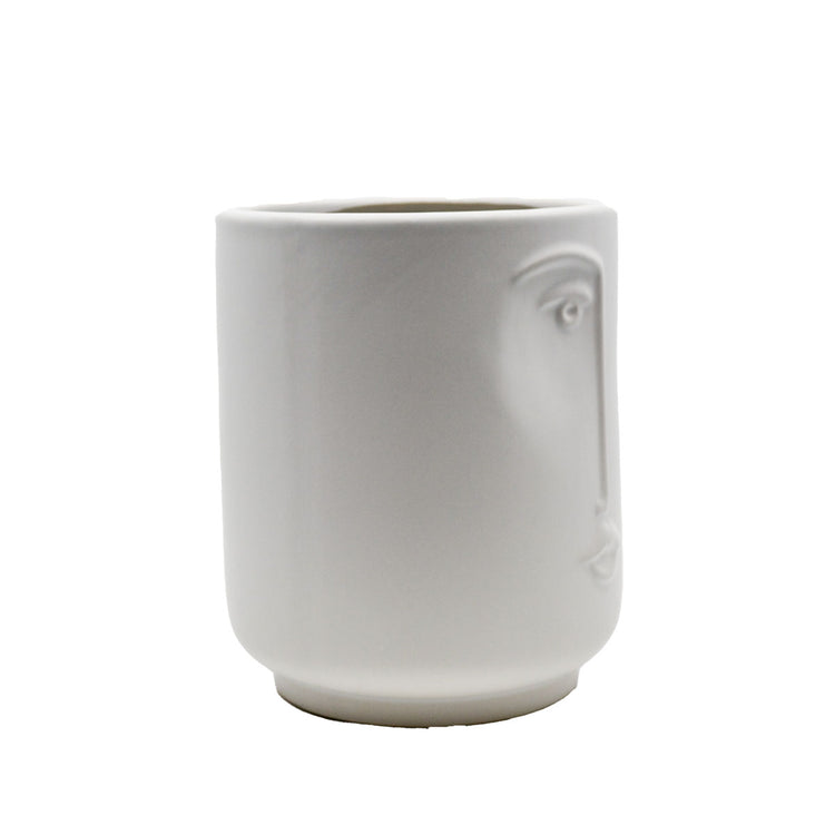 Cora White Ceramic Face Vase