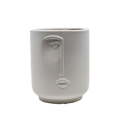 Cora White Ceramic Face Vase