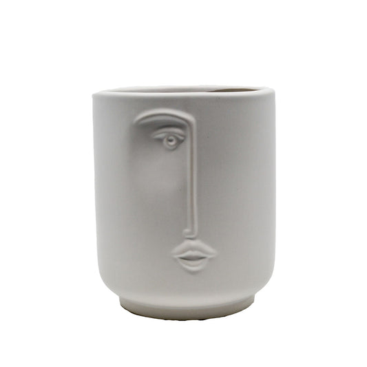 Cora White Ceramic Face Vase