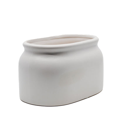 Astred Minimal White Ceramic Pot - Oval