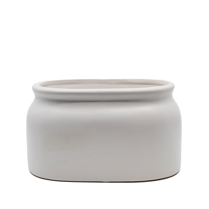 Astred Minimal White Ceramic Pot - Oval