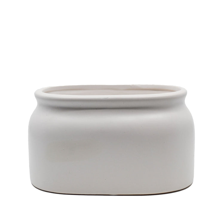 Astred Minimal White Ceramic Pot - Oval