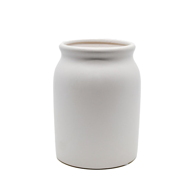 Astred Minimal White Ceramic Pot - Round