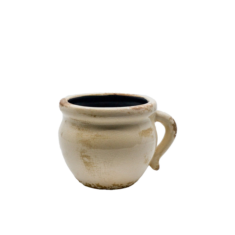 Hale Distressed Ceramic Glazed Pot with Handle - Small