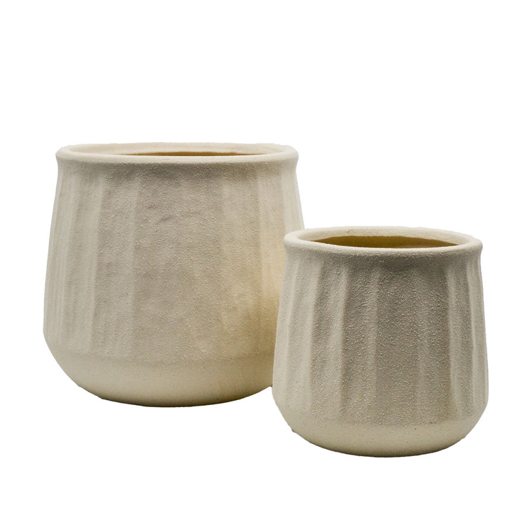 Foster Striped Textured Round Ceramic Pot - Large