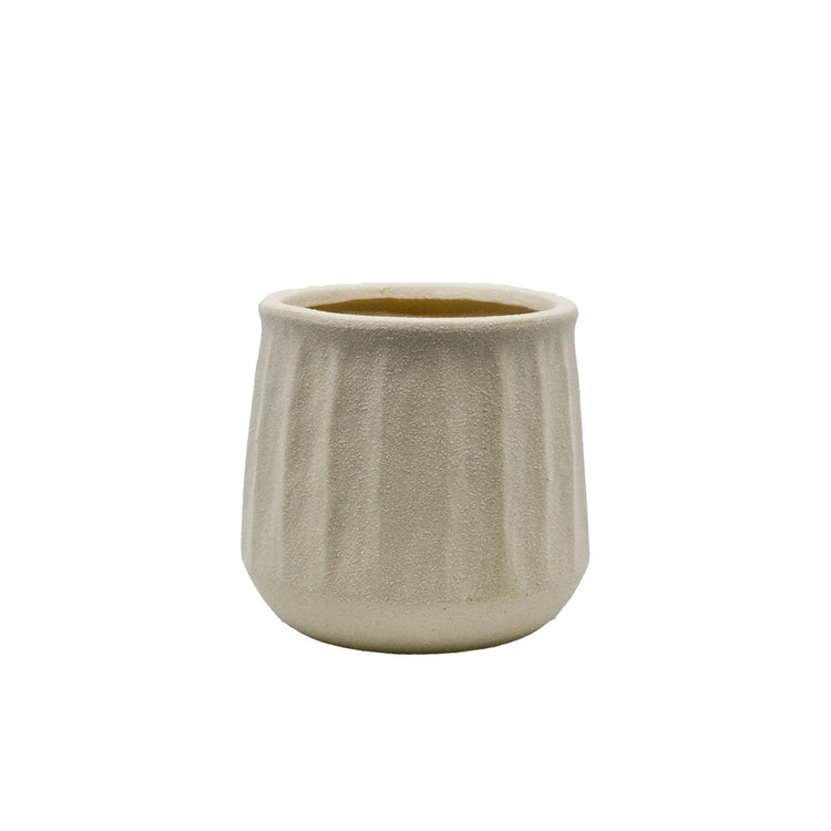 Foster Striped Textured Round Ceramic Pot - Small