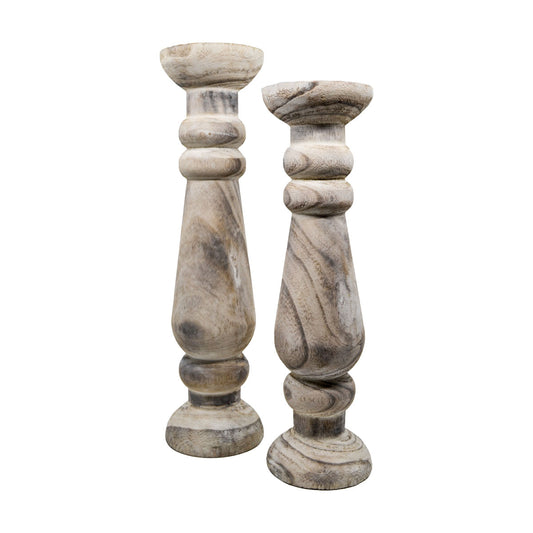 Roman White Wash Candle Holder - Large