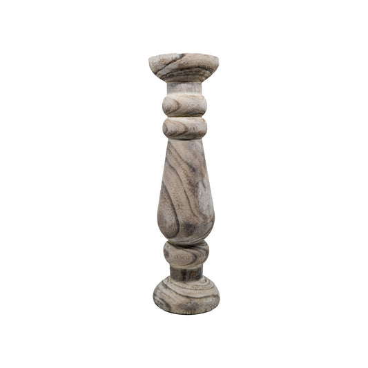 Roman White Wash Candle Holder - Large