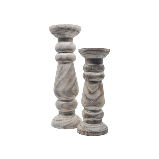 Roman White Wash Candle Holder - Small
