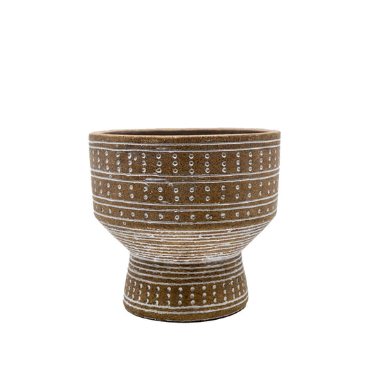 Fern Patterned Pedestal Pot - Small