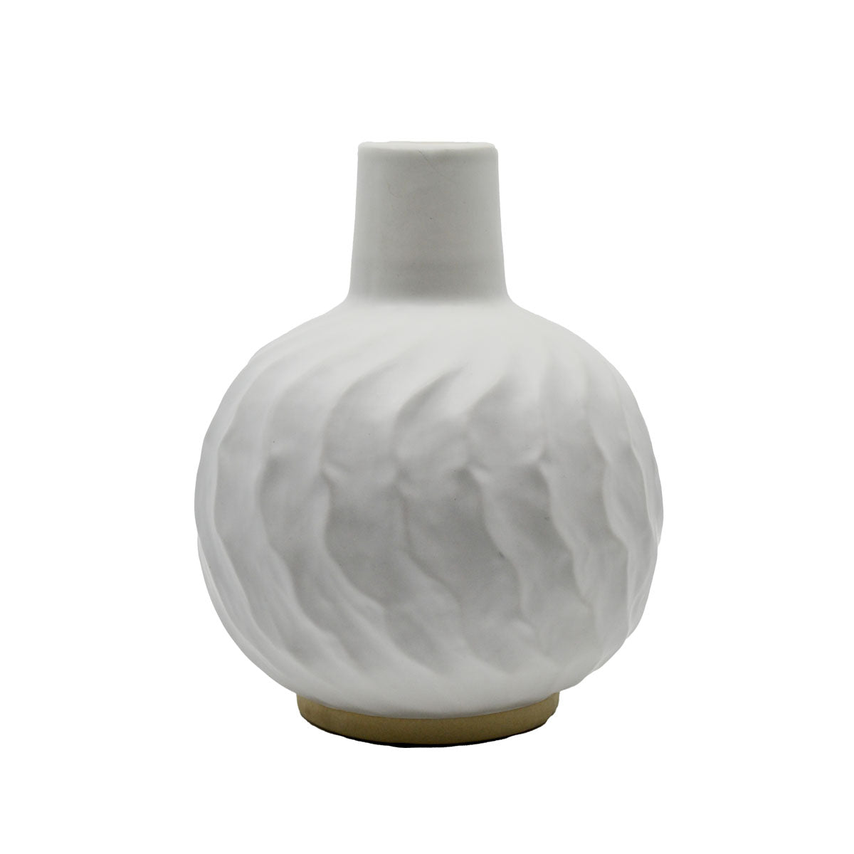 Apollo White Wave Textured Vase - Small
