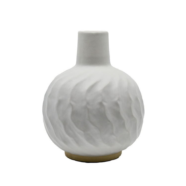 Apollo White Wave Textured Vase - Small