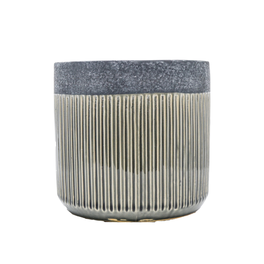 Jenson Ridged 2-Tone Grey Pot - Large