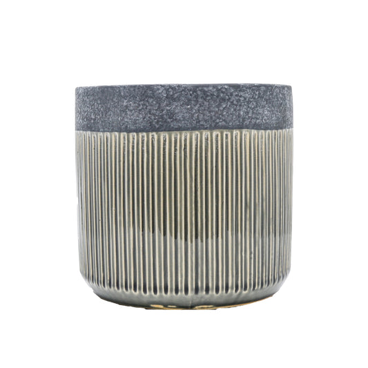 Jenson Ridged 2-Tone Grey Pot - Large