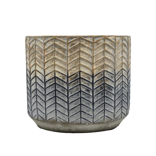 Renn Chevron Cement Planter - Large