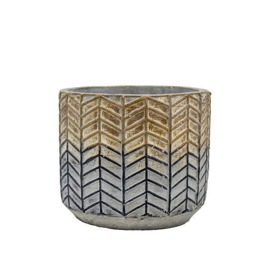 Renn Chevron Cement Planter - Medium