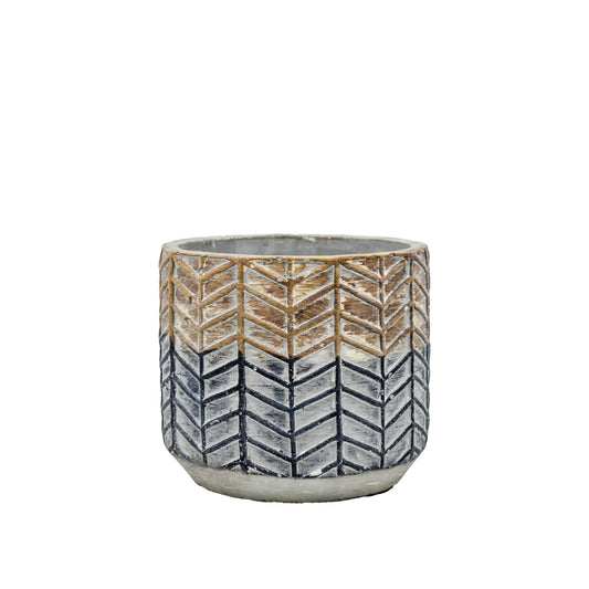 Renn Chevron Cement Planter - Small