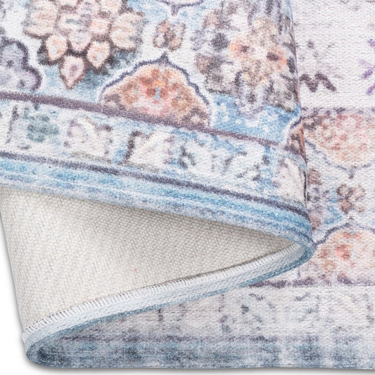 Sparx Distressed Blue Washable Transitional Rug