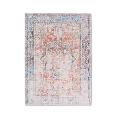 Sparx Distressed Blue Orange Washable Transitional Rug