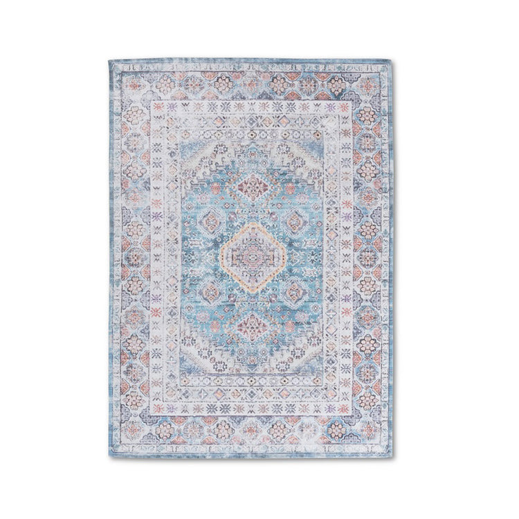 Sparx Distressed Blue Washable Transitional Rug