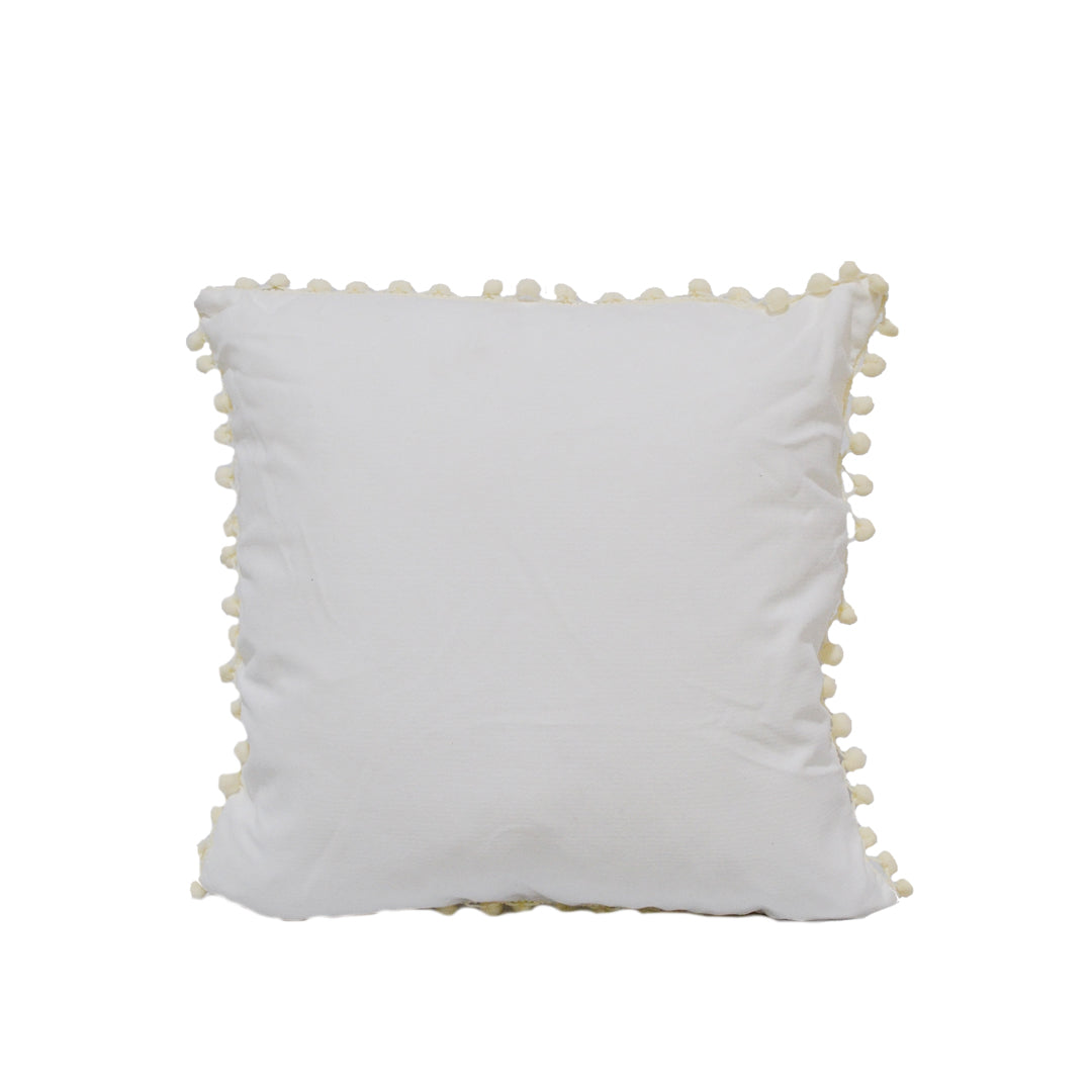 Carina White Cushion with Pompoms