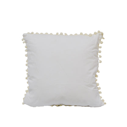 Carina White Cushion with Pompoms