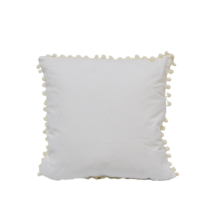Carina White Cushion with Pompoms